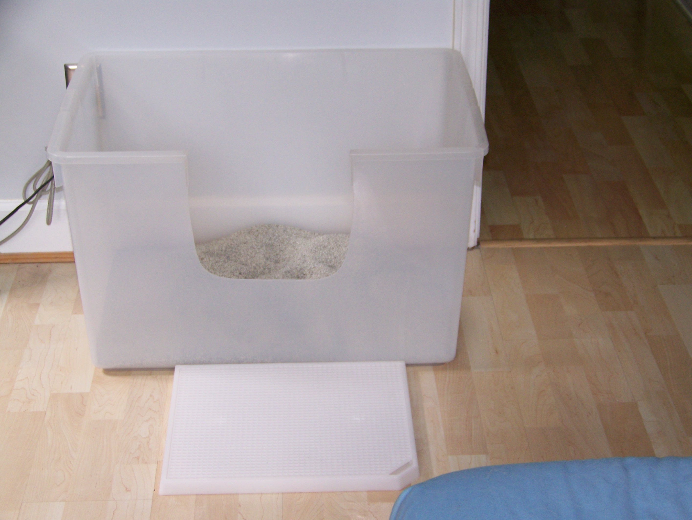 Large, clear storage totes work best. Bigger is better!