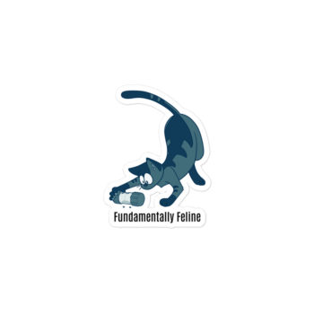 Foraging cat sticker-blue