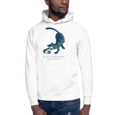 Master Forager Pull Over Unisex Hoodie-Teal Cat - Image 2