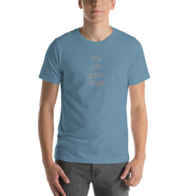 My cat gets high (on vertical space from Fundamentally Feline!) Unisex T-Shirt - Image 12