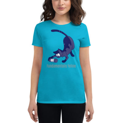 Foraging-women's short sleeve t-shirt-blue cat - Image 4