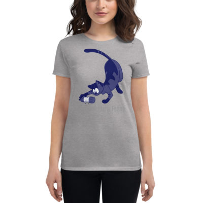 Foraging-women's short sleeve t-shirt-blue cat - Image 3
