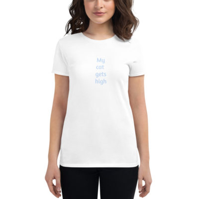 My cat gets high (on vertical space from Fundamentally Feline!) women's t-shirt - Image 5